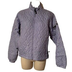Spyder Womens SZ S  Lightweight Full Zip Mock Neck Puffer Jacket Coat Pale Blue